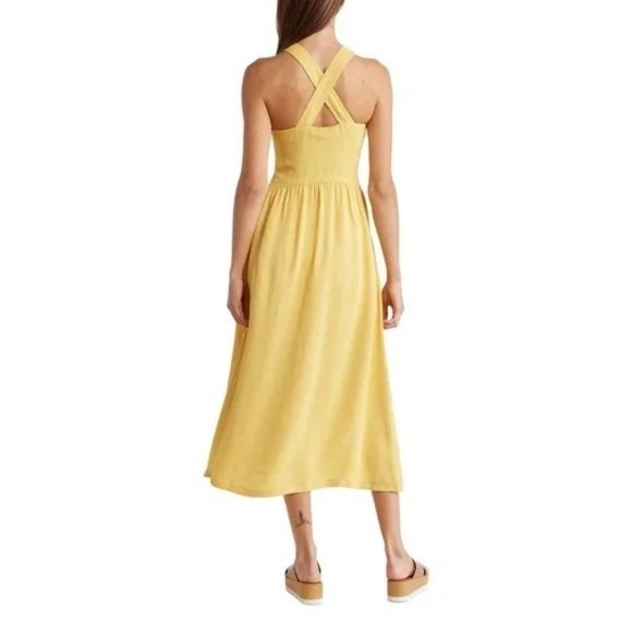 🆕REISS Orla Halter Midi Dress Yellow 10 - Picture 2 of 15